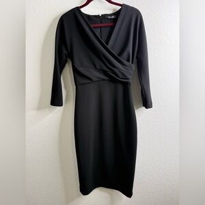 BADGLEY MISCHKA Classic Black Cocktail Sheath Dress Sz Small